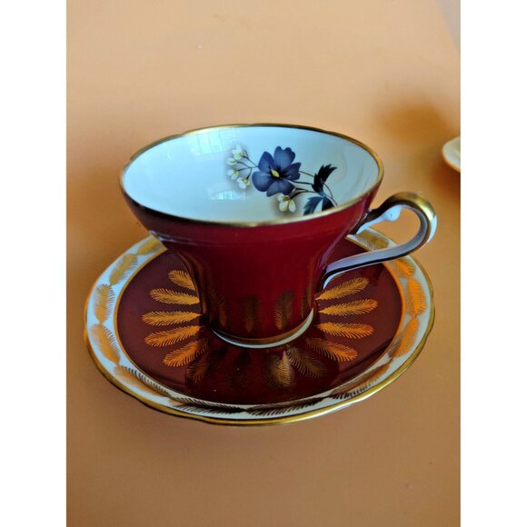 Vintage Royal Stafford Bone China Corset Cup & Saucer Set Burnt Orange with gold - Picture 2 of 13
